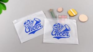 60 Pcs Cheer Team Gifts Bulk Cheerleader Cosmetic Clear Makeup Bags with Zipper Cheerleading Gifts for Sport Team Inspirational EVA Bag Women Makeup Toiletry Pouch(Blue)