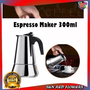 Moka Pot Espressoter Kaca Transparan Pembuat Kopi 6 Cangkir 300ml - Kemasan Lajang