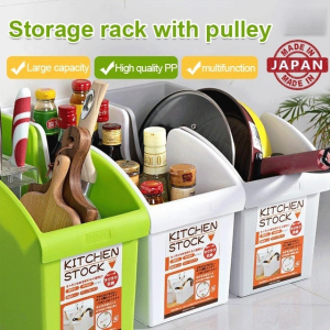 Japanese plastic kitchen rack with pulley lid rack seasoning storage rack