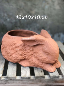 Chậu Đất Nung Con Thỏ 12x10x10cm Decor - KT 12x10x10cm- Trồng Sen Đá - Xương Rồng- LỖI 1 ĐỔI 1