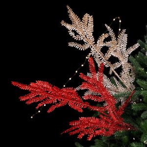 POPULAR X ทำเอง จี้ต้นคริสต์มาส กิ่งก้านที่มีประกาย แวววาว จี้ใบไม้คริสต์มาส ใหม่ ทำด้วยมือ ใบไซเปรสคริสต์มาส ของตกแต่งคริสต์มาส