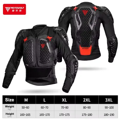 MOTOWOLF Motorcycle Body Armor Jacket And Pants Motorcycle Jacket Riding Gear Men Armor Clothing CE Approval Protectors for Chest Back Arm Elbow Shoulder Adjustable