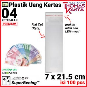 THOMAS CUP Plastik OPP 7x21.5 TEBAL Isi 100 Kantong Bening Kemasan Sumpit Tasbih Pulpen Pensil Souvenir Lem Seal