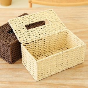 CHICKETTI Restaurant Office Rattan Rustic Natural Car Organizer Wipes Storage Case Napkin Box Tissue Holder Paper Towel Dispenser