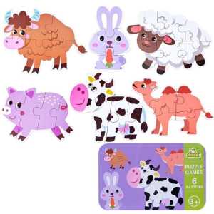 WE Puzzle Games 6 Pattern 6in1 Wooden Jigsaw Puzzle in a Tin Box Puzzel Kayu Kotak Kaleng Tinbox 6 in 1
