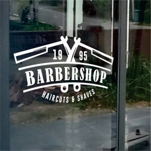 Wall Stiker Dinding Barbershop Hiasan dinding Cutting Sticker tembok Kaca Custom BRH22