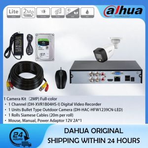 Dahua CCTV 1/8CH 2MP HD Full-Color With Audio Bullet CCTV Camera Package with HD Cellphone Remote Monitoring IP67 Outdoor Waterproof  Security Camera
