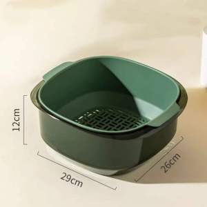 Classy Luxe Double-Layer Vegetable Wash Basin Drain Basket Kitchen Plastic Vegetable Dish Wash Vegetable Basket Wash Fruit Strainer Basket