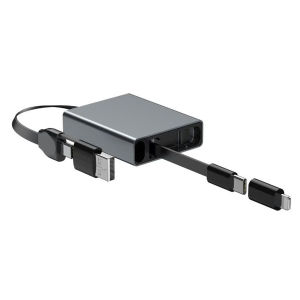FONKEN PD60W 4-in-1 Retractable Charging Cable USB/Type C To Type-C/iOS Data Cord For Phone