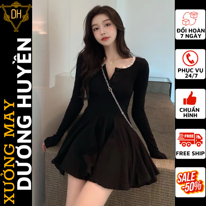 Váy đen body tay dài lệch vai xẻ đùi MAEL FEMME – Hizu Dress Up