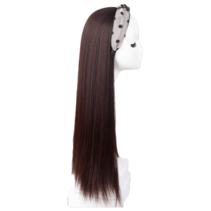 STARGOODS Korean Style Polka Dots Headband Wig Retro Hair Hoop Long Straight Hair Heat Resistant Fiber Hair Extension Half Headband Wig Women