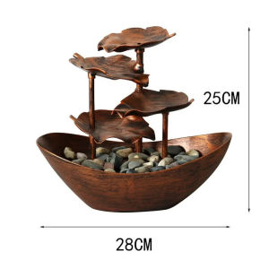 Tabletop Water Fountain 4-Tier Lotus Leaf Small Waterfall Fountain USB Desk Fountain Automatic Pump With Power Switch Home Decor