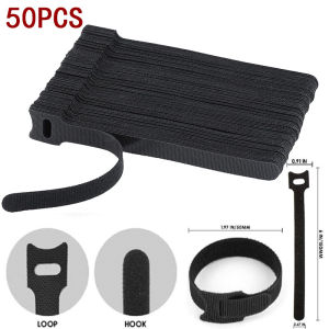 50pcs Cord Organizer Keeper Holder Wire Organizer Cable Fastener Cable Velcro Data Cable Strap Cable Management Sleeve for Charging Cable and Headphone (Nylon + PP)
