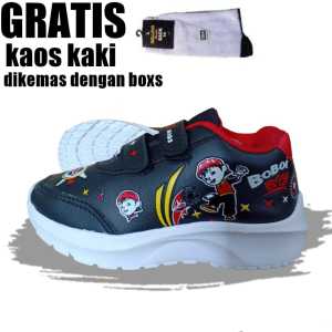 Sepatu Sekolah Anak Laki Laki Perempuan Cewek Cowok Warna Hitam Murah Tali Perekat Rekat Velcro Kecil Tanggung Karakter Boboiboy Mobil MIK QUEN Umur Usia PAUD TK SD SMP SMA Kelas 1 2 3 4 5 6 7 8 9 0 Tahun-KIDZTUBS132372723