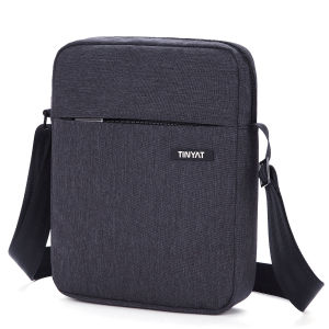 TINYAT Leather Sling Bag Mens Messenger Bag for Men Shoulder Bag Crossbody Bag for Travel Office
