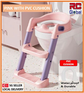 RC-Global Toddler Potty Training Seat with Adjustable Ladder Non-Slp Step Kids Baby Toilet Bowl Seat Cover Stool for Children Foldable Urinal Cover