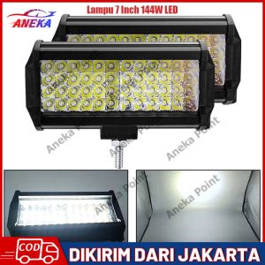 【COD+Ready Stock】7 Inch 144W LED Batang Lampu Kerja Banjir Lampu Spot Offroad 4WD SUV Mengemudi Lampu Kabut Lampu Tembak Sorot Led Bar Cree Cwl 12v 24v Lampu Led Mobil Lampu Sorot Offroad LED Bar WorkLight 24 Led