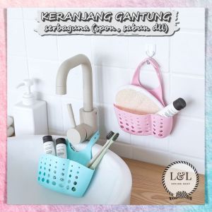 Keranjang Spon Cuci Piring Westafel Gantungan Kran Wastafel Tempat Spons Sikat Dapur Serbaguna