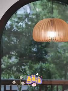 SXH Restaurant chandelier Japanese retro bedroom art dining table study pumpkin lamp creative wooden art bar table lamp Zhongshan