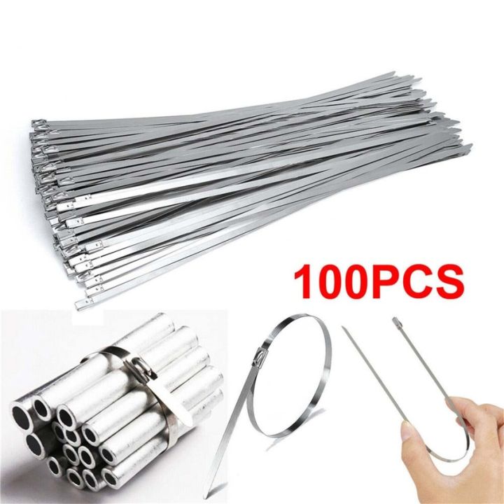 100 Colliers De Serrage En Acier Inoxydable 304 Lourds - Pour échappement, Câbles, 4.6mm, 220lb