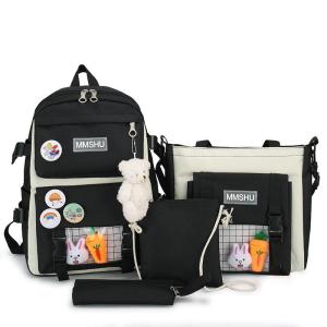 Balo Đi Học Set balo 4 món thời trang sinh viên học sinh Nam Nữ Chống Thấm ChiBi Gấu