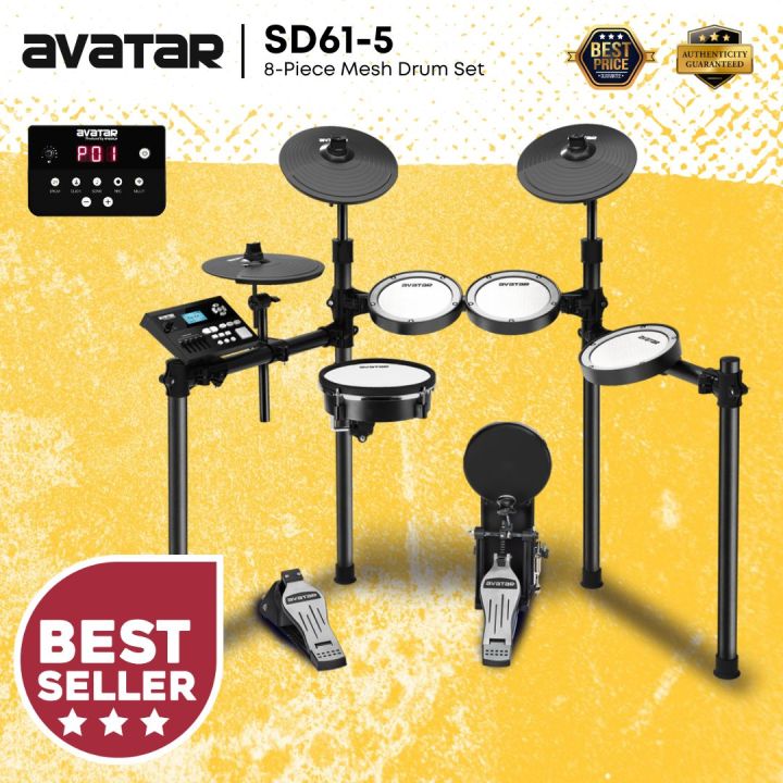 Avatar SD615 8Piece Mesh Kit Electric Drum Set (5PC Drum Pad, 3PC