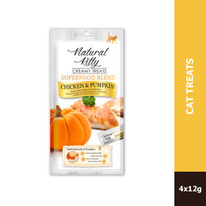 (min of 12 Packs - can mix) Natural Kitty Creamy Treats SUPERFOOD BLEND Cat Treats 4x12g/pack (9 flavour options)