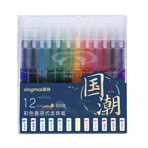 12 Colors Liquid Ink Rollerball Pen 0.5mm Quick Drying Take Notes Make Marks Bullet Journal Colorful Drawing Gel Pens Stationery