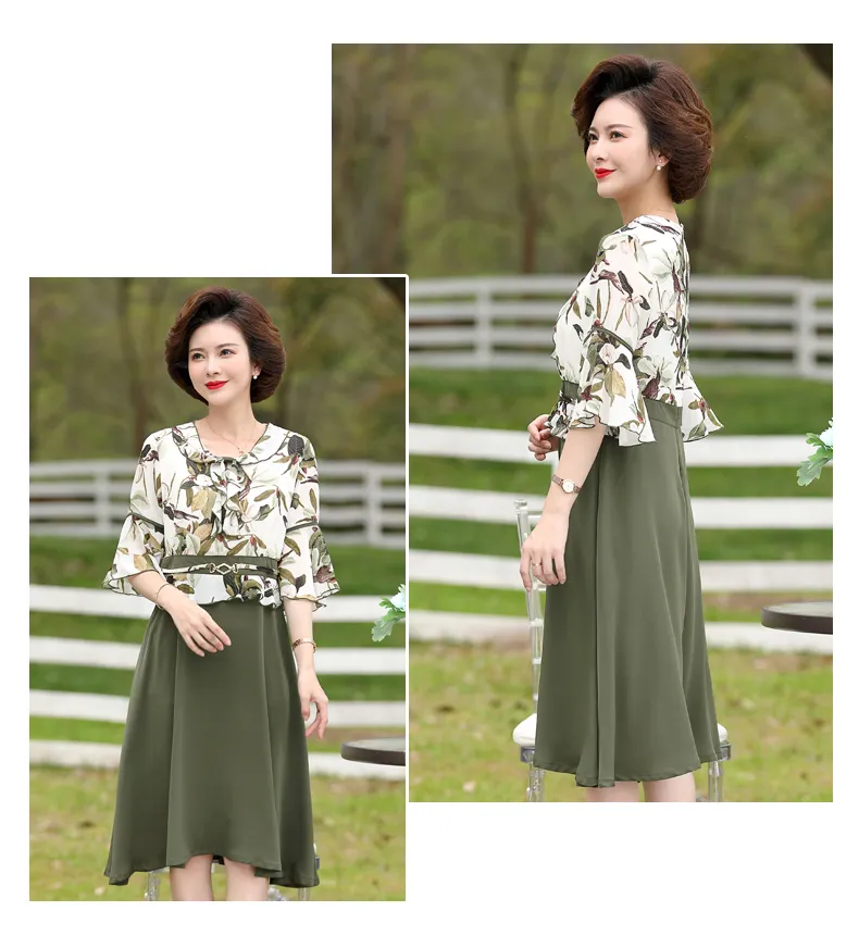 Office Lady Spring Autumn Long Sleeve Dress for Women Floral