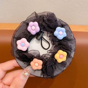 SDFSF Fashion Headwear Ballet Hair Net Korean Style Flower Head Bands Girl Bun Cover Snood Vintage Elegant Elastic Hair Net Children