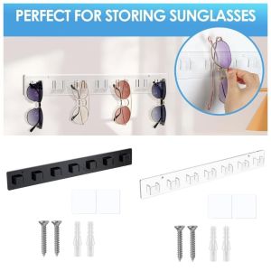 TIMIA Acrylic Sunglasses Display Stand 7 Slots Wall Mounted Eyeglasses Holder Simple Space-Saving Eyewear Organizer Home Decor