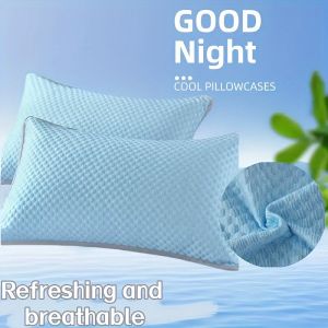 1-4pcs Summer Cooling Pillowcase Ice Bean Silk Solid Color Cool Feeling Air Conditioning Cover Washable No Pillow 48x74 cm2026