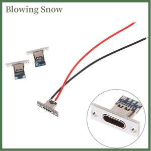Blowing USB Jack Type-C 2Pin 2P 4P Waterproof Strip Line Of Solder Joint Female Connector Jack Charging Port USB Type C Socket Connector