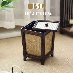 Native bin Woven Basket Trash Can  Rattan Waste Basket with Lid  Woven Storage Baskets Wicker Garbage Bin