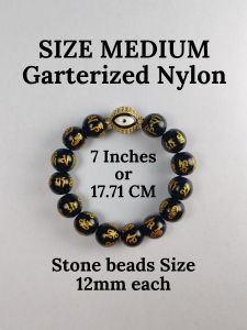 Black Mantra Onyx Stone Premium Quality with Anti Evil Eye "Rhinestones" Feng Shui Lucky Charm Bracelet