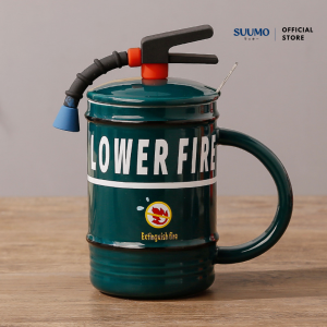 Suumo Mug Set Keramik Gelas Kopi Teh Motif Fire Extinguisher 480ML