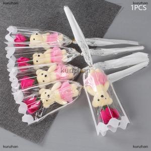 [COD] kunzhan 1Pcs Bear Soap Rose Bouquet Valentines Day Gift for Fridend Wedding Bouquet Home Decorations Holding Artificial Rose Flowers