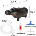Fish Tank Bubbler Decorations Aquarium Ornament Kit with Air Stone Pump - Hippo Aquarium Decor (9.8ft Tube). 
