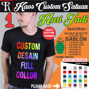 KAOS SABLON CUSTOM | KAOS CUSTOM SATUAN SABLON DESAIN SENDIRI | SABLON CUSTOM DTF | FOTO | TULISAN | NAMA | GAMBAR