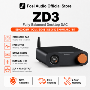 Fosi Audio ZD3 Desktop DAC Preamp Fully Balanced Digital to Analog Audio Converter with ES9039Q2M for Home Stereo Amplifier Bluetooth/USB/Optical/Coax/TV HDMI ARC Input XLR/RCA Output with Remote