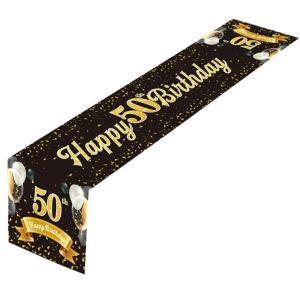 Celebrate in Style Table Cloth Black Gold Birthday Table Runner Durability and Easy Maintenance Perfect for Kitchen