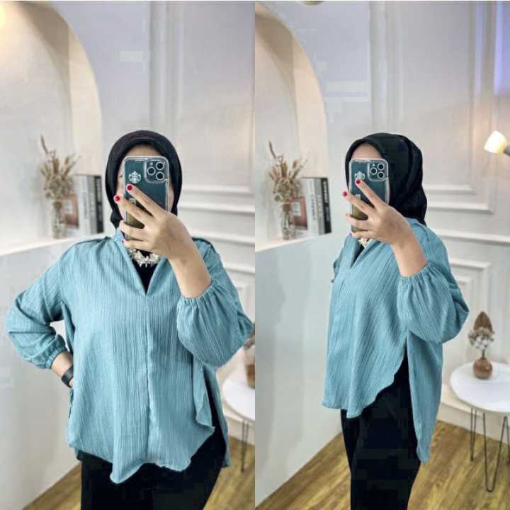 OUTER%20BABY%20CRUSH%20ATASAN%20WANITA%20BELAHAN%20SAMPING%20LIVIA%20BLUS%20BAJU%20WANITA%20BLOUSE%20KEKINIAN%20-%20Image%209