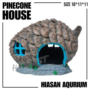 Hiasan Aquarium PINECONE HOUSE - Miniatur Ornament Pajangan Fishtank Diorama Rumah Biji Pohon Cemara Pine Aquascape Aqua scape Akuarium