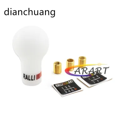 White/Black Resin Universal Ralliart Car Racing Manual Gear Shift Knob Shifter Lever With 3 Adapters