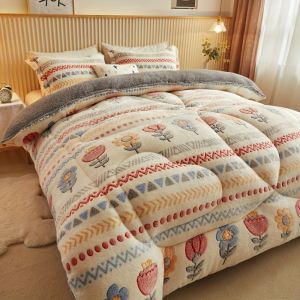 【Super low price】Bohemian Style Thick Warm Winter Blankets for Bed King Queen Size Snowflake Velvet Comforter Floral Pattern Weight Plush Blanket