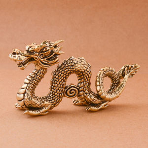 Ginca Chinese Beast Dragon Statue Bronze Figurine Ornaments Antique Copper Mythical Animal Miniature Home Decoration Crafts Collection