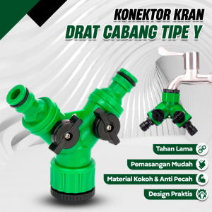 Konektor Kran Cabang Drat 1/2” 3/4" Tipe Y – Konektor Keran Drat Pengubung Quick Release 2 Cabang Splitter Stop Kran Air Tipe Y Drat Dalam 1/2” 3/4" Sambungan Adapter Keran Selang Quick Release