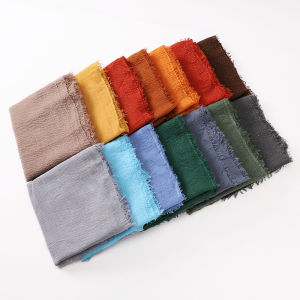 Jifang Women Sparkling Rhinestones Plain Wrinkle Crinkle Bubble Cotton Shawl Large Long Pashmina Fringes 180X90cm WJ736