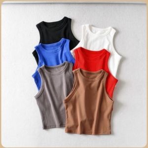 áo ba lỗ nữ basic - áo croptop nữ cộc tay co giãn - áo croptop ba lỗ ngược trơn  {có áo in das}