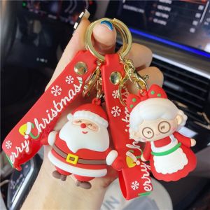 DEEPWHISPER ซานตาคลอส สินค้ามาใหม่ สาวๆ จี้ต้นคริสต์มาส ของขวัญสำหรับเด็ก ตุ๊กตายางตุ๊กตา อุปกรณ์ตกแต่งตกแต่ง เครื่องประดับสำหรับตกแต่ง พวงกุญแจคริสมาสต์ แหวนกุญแจรถ ห่วงโซ่กุญแจ กระเป๋าเสน่ห์